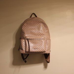 Nine West Beige & Brown Printed Backpack